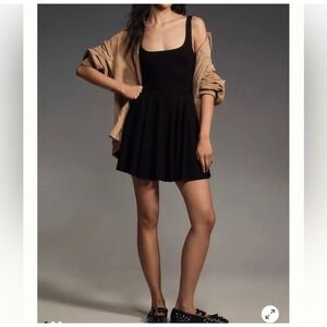 NWT Reformation Dakota Knit Mini Dress Large Black Fit Flare Skater Balletcore